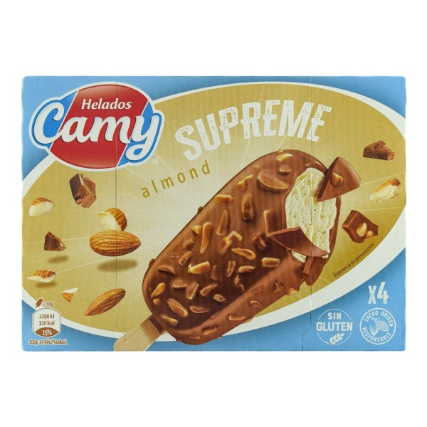 Helado almendrado vainilla y chocolate Camy Supreme caja 4 ud