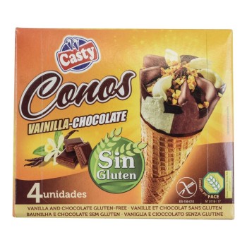 Cono helado vainilla-chocolate sin gluten Casty caja 4 ud