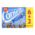 Cono helado sabor nata y chocolate Cornetto Mini Clásico caja 6 ud + 2 ud gratis