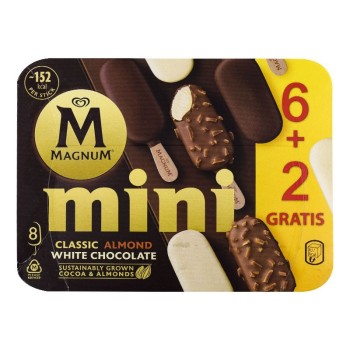 Helados de vainilla y chocolate Magnum Mini Surtido caja 6 ud + 2 ud gratis