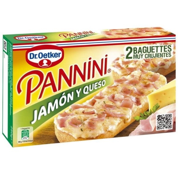 Baguettes Panini jamón y queso Dr. Oetker 2x125 g