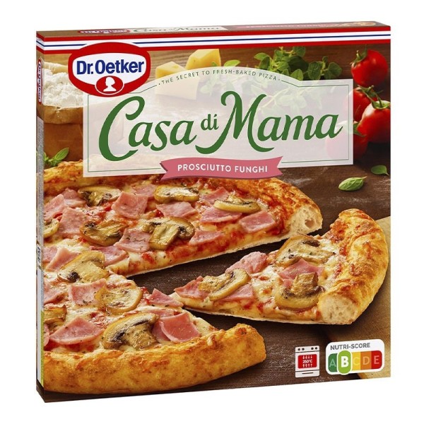 Pizza con jamón cocido y champiñones Prosciutto Funghi Casa di Mama Dr. Oetker 405 g