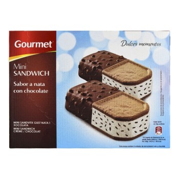 Mini sandwich de helado sabor nata y chocolate Gourmet caja 6 ud 324 g