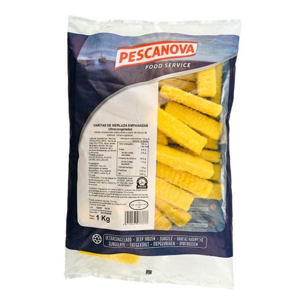 Varitas de merluza empanadas Pescanova bolsa 1 kg